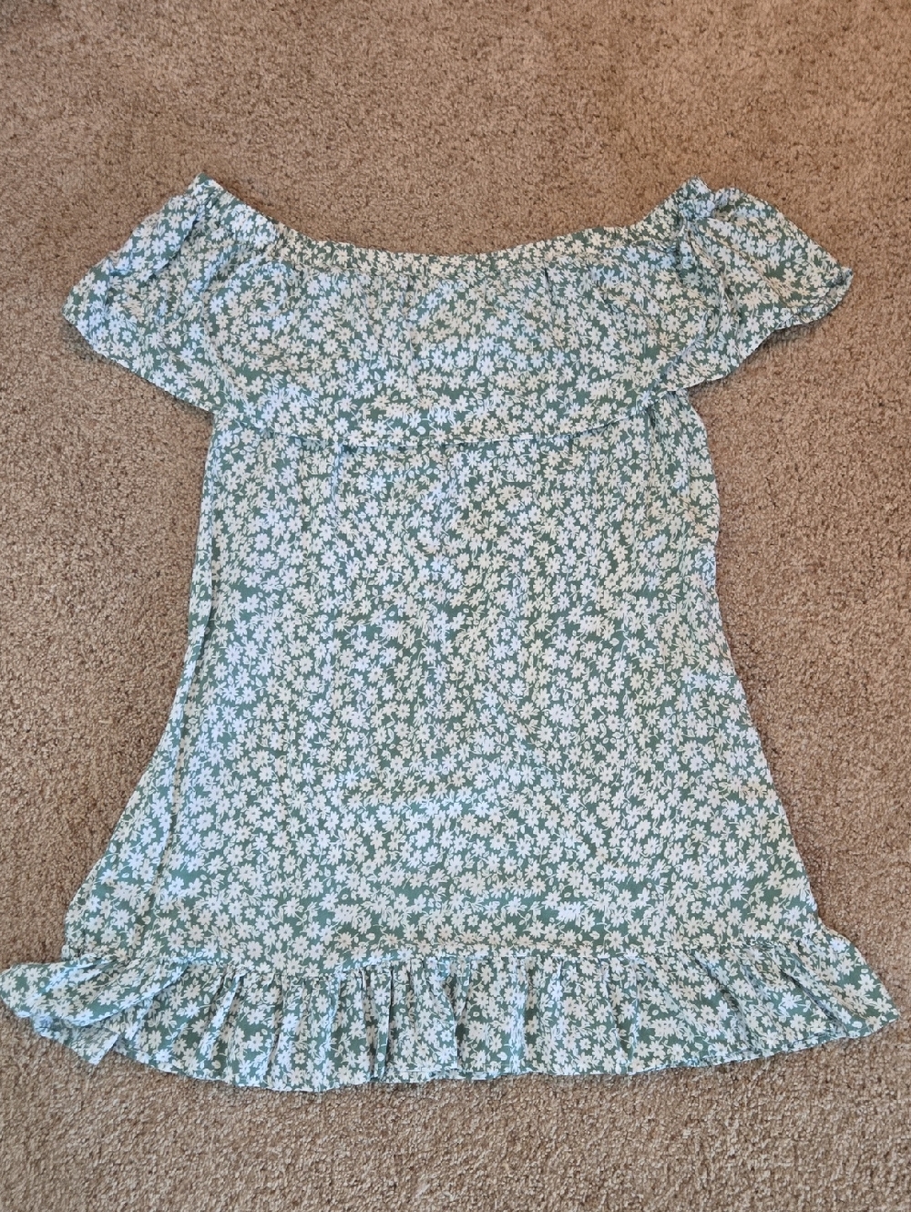 Off-Shoulder Mini Dress in Mint Green Floral Size XL JUNIORS